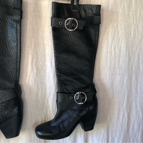 Lucky Brand Candice Black pebbled leather tall pull on boot size 8 - Picture 2 of 9